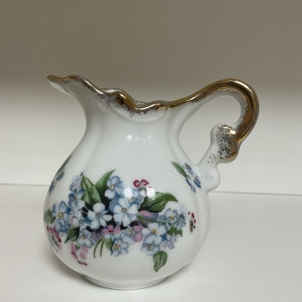 Vintage Ceramic Pitcher‎ Vase By Watkins Japan Handle About 3 1/2"